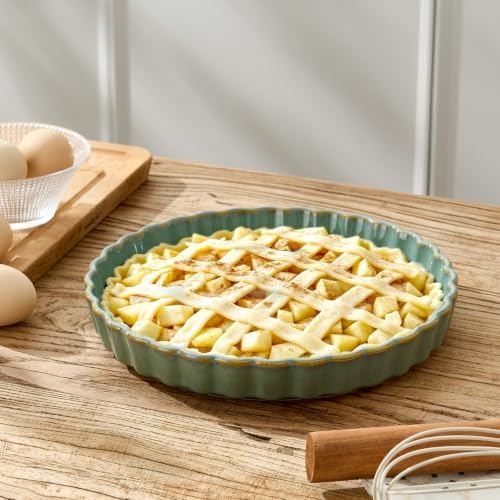 Ceramic Pie Pan for Baking[10 inch],NonStick Ceramic Quiche Baking Dish