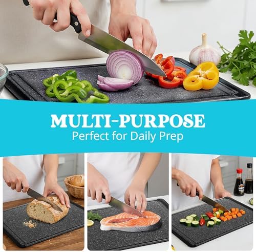 Large Plastic Cutting Board for Kitchen, 18-Inch Reversible Chopping Board