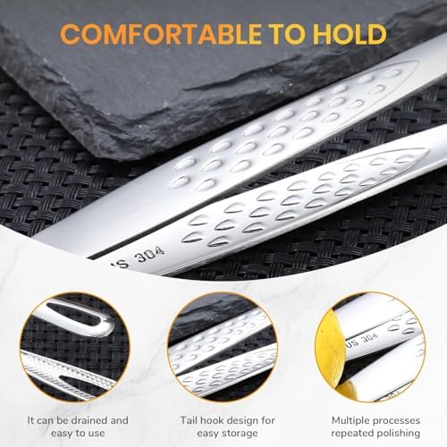 Stainless Steel Grill Tongs, 2025 New Kitchen Tweezers for Cooking, Korean and Japanese BBQ Stainless Steel Grill Tongs, Portable Kitchenware for Home Outdoor BBQ (1pcs, 9.5in)