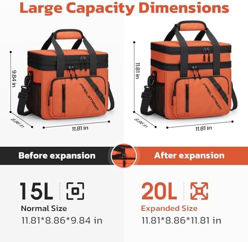 Maelstrom Insulated Lunch Box, 20L Double Deck Cooler Bag for Men Women