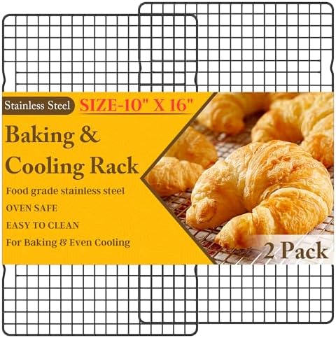 2 PCS Cooling Racks for Cooking and Baking, 10" x 16", Black