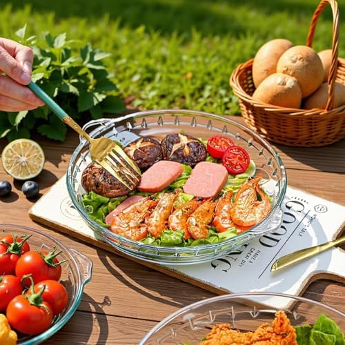 10" Glass Pie Plates - 2 Pack Deep Pie Pan for Baking, Glass Baking Dish Set with Handles for Baking and Serving, Non-stick & Dishwasher Safe