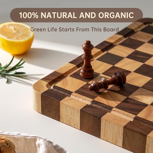Wooden Cutting Boards for Kitchen, 1.2" Checkered Cutting Board