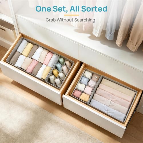 Vtopmart Large Capacity Drawer Organizer, 4 Pack Fabric Storage Bins, 16"