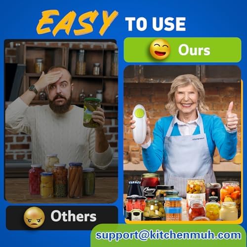 KITCHENMUH Higher Torque Electric Jar Opener for Seniors with Arthritis Fit Almost Jars Size, Automatic Jar Opener for Weak Hands, Hands Free Battery Operated Bottle Opener for Arthritic Hands (White)
