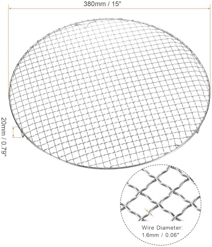 HARFINGTON Round Cooking Rack 15-inch Stainless Steel Cross Wire Barbecue Grill Net with 20mm Legs for Cooking Baking Steaming BBQ