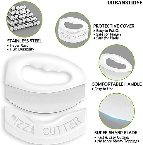 Pizza Cutter with Blade Cover Stainless Steel Upgraded Sharper Blade White