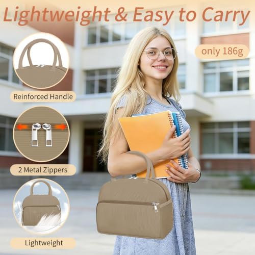 Coobiiya Corduroy Lunch Bag Lunch Box for Women Men, Reusable Cute Lunchbag - Leakproof, Insulated LunchBox Tote with Large Capacity