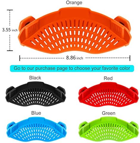 AUOON Clip On Strainer for Pots, Standard 8.86 x 3.55 in, Orange