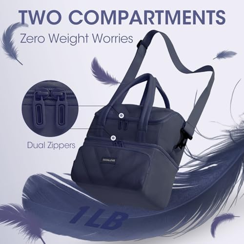Double Decker Lunch Bag Women Men With Cup Holder, Navy Blue