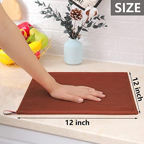 Homaxy 100% Cotton Waffle Weave Kitchen Dish Cloths 6-Pack, Rust