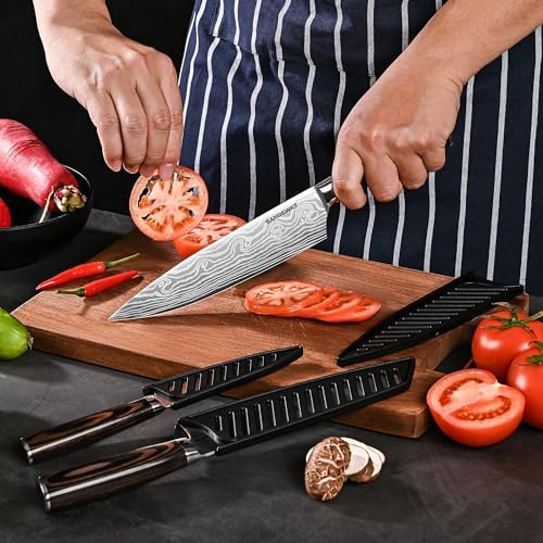 Japanese Knife Set, 3 Piece Kitchen Knives with Sheaths