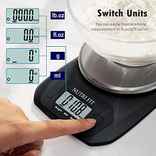 NUTRI FIT Digital Food Scale Small Kitchen Scales Weight in Grams Oz Black