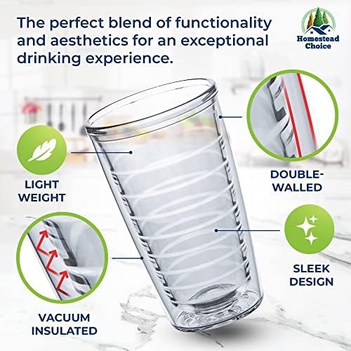 Insulated Tumblers Plastic 16oz 4pack - Keeps Drinks Cold & Hot