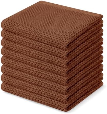Homaxy 100% Cotton Waffle Weave Kitchen Dish Cloths 8-Pack, Caramel