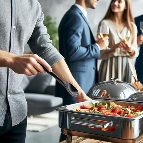 Party Essentials Disposable Heavy Duty Plastic Serving Utensils for Buffets Events Parties, 9-Count 10" Spoons, Black