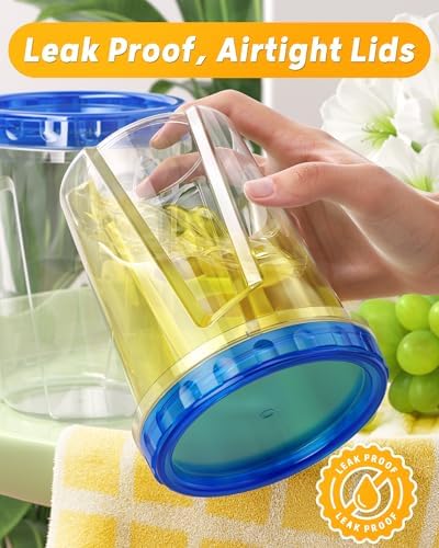 BiuLeon 6 Pack-34 oz Freezer Storage Containers, Plastic Food Storage Containers with Twist Top Lids, BPA Free and Reusable Soup Containers with Lids, Leakproof/Microwave/Dishwasher Safe