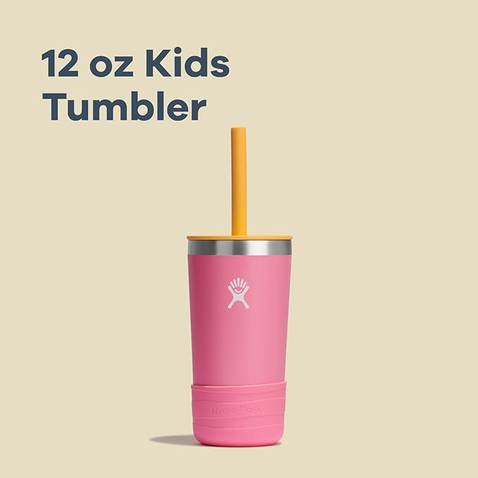Hydro Flask Kids 12 Oz Tumbler with Lid and Straw for School - Insulated Stainless Steel in Coconut Cream