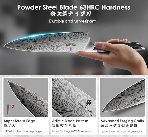 16 Pieces Knife Set, Knife Block Set in Powder Steel, Ultra Sharp