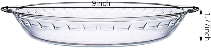 1 Pack Round Glass Pie Pans for Baking Round Baking Dishes with Handles for Apple Pie Pumpkin Pie Salads(Clear 9in)