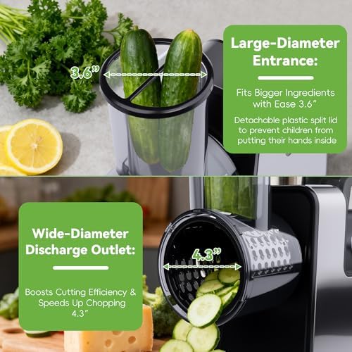 Electric Cheese Grater 7 in 1,Stainless Steel Salad Shooter,Slicer Shredder