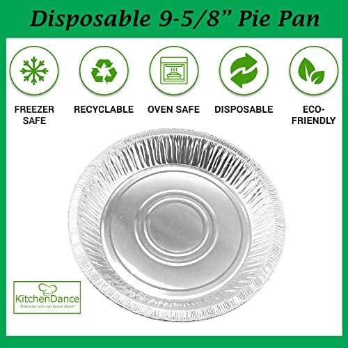 KitchenDance 10" Disposable Aluminum Foil Pie Pans - Pack of 13 | Strong & Sturdy Pie Tins for Bakers, Cooking, Kitchen, Cooks, Bakeries, Business | Oven to Table Convenience & 100% Recyclable