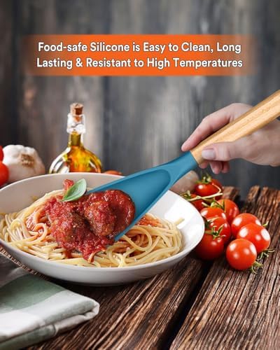 Badiano Silicone Cooking Spoon for Nonstick Cookwares, Multi-function,13.4"