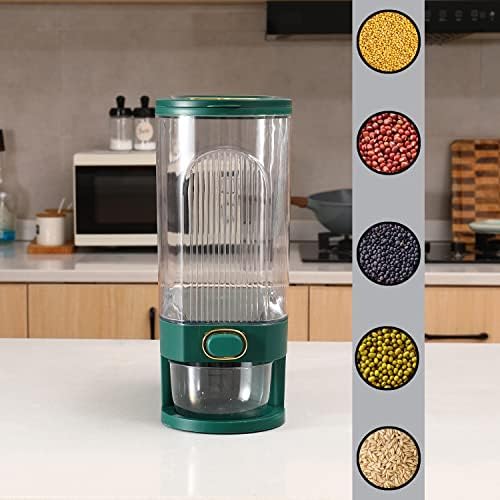 Sooyee Clear Rice Dispenser with Measuring Cylinder, Clear and Green