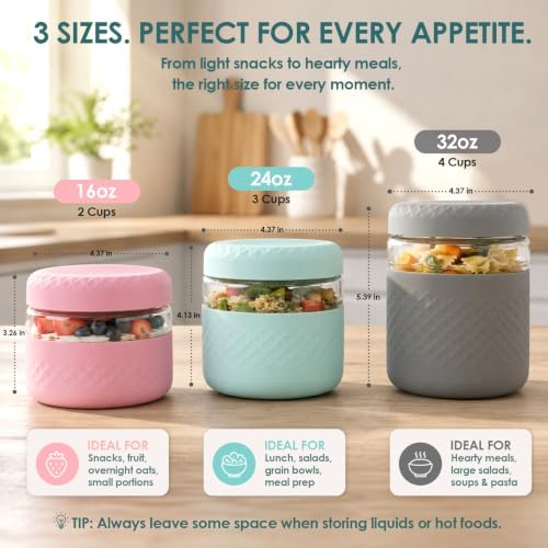 32 oz/4 Cup Glass Lunch Bowl Container with Lid, Leak & Spill Proof