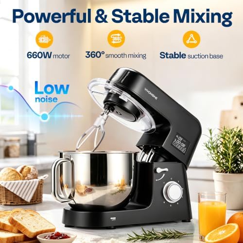 VIVOHOME 9-in-1 Stand Mixer with Fermentation & Timer, 7.5-Quart, Black