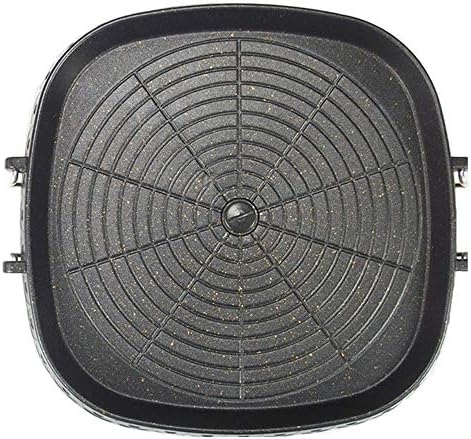 Korean Style Square Grill Pan with Maifan Coated Surface,Non-stick Smokeless Barbecue Stovetop Plate for Indoor Outdoor BBQ