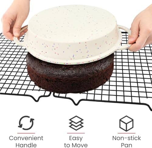 2 Pack 9 Inch Silicone Round Cake Pans, Reinforced Metal Frame