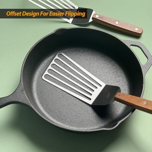 Offset Fish Spatula Turner Set, Slotted Metal Spatulas 11 Inch & 13 Inch