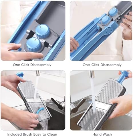 ONCE FOR ALL Safe Mandoline Slicer Pro, Food Slicer with Container, Blue