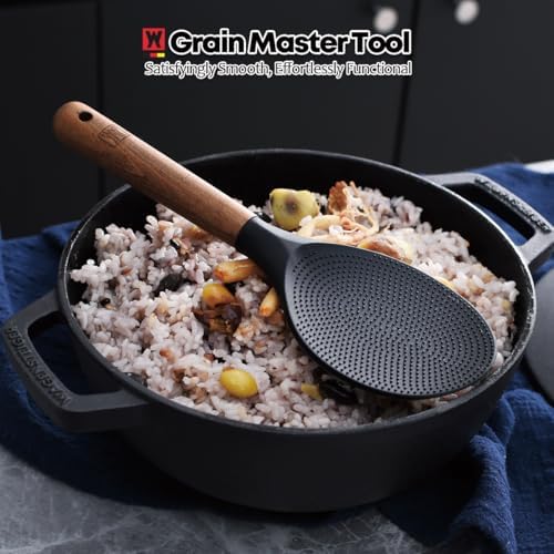 WAGENSTEIGER Silicone Rice Paddle with Wooden Handles: Non-Stick Rice Spoon, Mashed Potato Serving Spoon, Heat Resistant Cookware, Protects Surfaces with Gentle Head Design