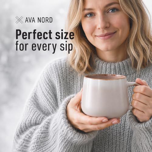 Ava Nord Large Stoneware Ceramic Coffee Mugs Set of 2 | 20 oz | Rose Sand