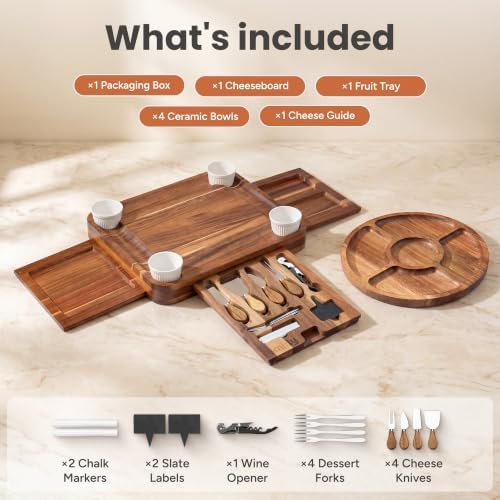 SMIRLY Charcuterie Boards Set, Large Cheese Board Set, Acacia