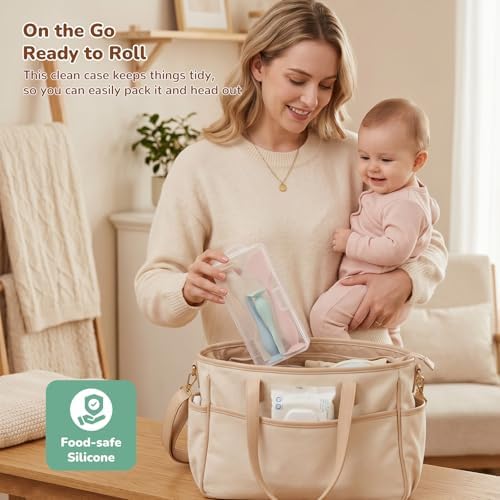 4-Pack Diaper Cream Spatula Set & Case, Ergonomic Baby Butt Paste Spatula