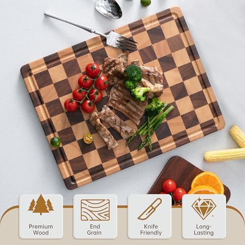 Checkered Cutting Board, Wooden Cutting Boards for Kitchen