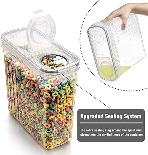 Wildone Cereal Storage Containers Set, Large BPA Free Plastic Airtight Food Storage Containers 4L /135.3oz for Flour, Sugar, 6 Piece Set Cereal Dispensers with 20 Labels & Marker, Grey