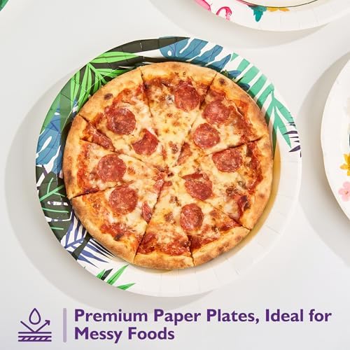 Disposable Paper Plates 8.5 Inch 300 Count, Leaf Pattern