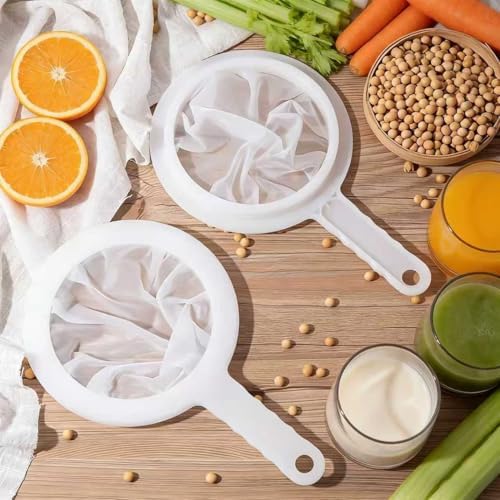 Fine Mesh Strainer with Handle, Nylon Filter Sieve for Kitchen Use, Ideal for Coffee Soy Milk Yogurt Juice Filtering (200Mesh-1PCS)