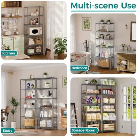 SINGAYE 6 Metal Shelves Wire Shelving Storage Shelf Adjustable Unit Pantry
