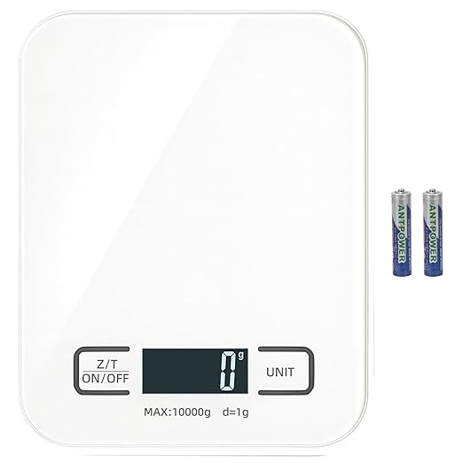 Digital Shipping Scale,Stainless Steel Panel, Accurate Portable Postal Scale for Packages, Small Business,Kitchen, Food, Handmade, Liquids, and Boutique (White Battery(10kg/1g))