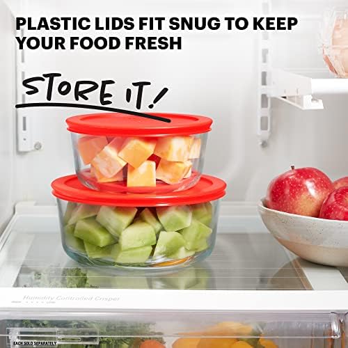 Pyrex Simply Store 7 Cup Glass Food Storage Container, BPA-Free Lids