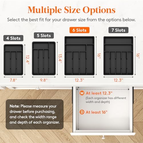 Lifewit Silverware Drawer Organizer Tray, Cutlery Storage for Kitchen