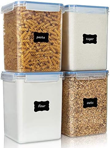 Vtopmart 5.2L Flour Sugar Storage Containers, 4 PCS, Blue