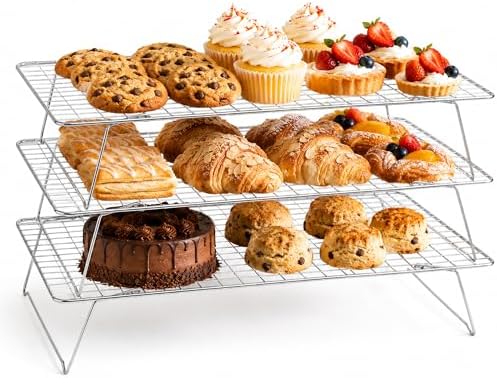 Cooling Rack 16"x10", 3-Tier Stackable & Collapsible Cooling Racks