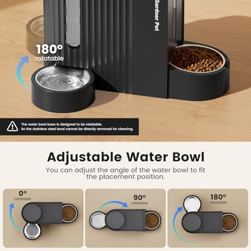Gravity Automatic Cat Feeder, Water & Food Dispenser Set, Stainless Bowls