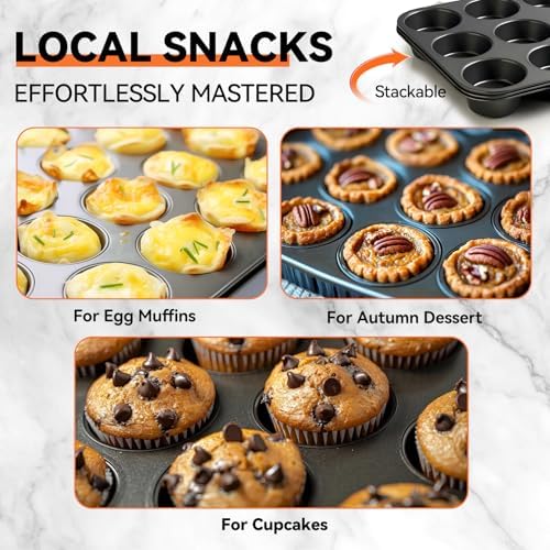 Yoehka 2 Pack Muffin Pan for Baking, Non-stick Cupcake Pan Set, Black